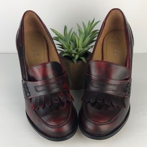 Aldo Burnished Red Moccasin Pumps Heels 8.5